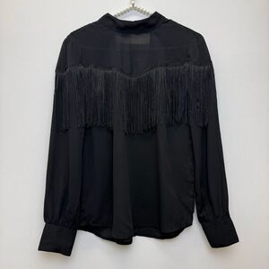 Reserved Black Fringe Blouse🪷